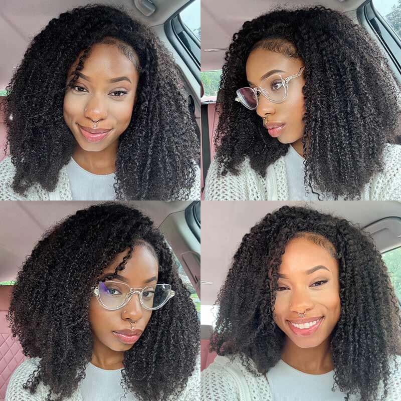 QVR 1 Pack Afro Kinky Curly Feather Crochet Human Hair Extension