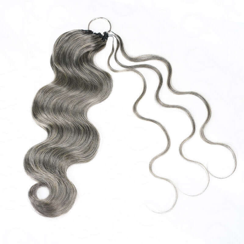 P3G5|Salt Pepper Small Kinky Curly Feather Crochet Human Hair