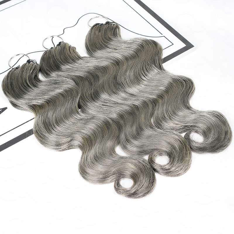 P3G5|Salt Pepper Small Kinky Curly Feather Crochet Human Hair