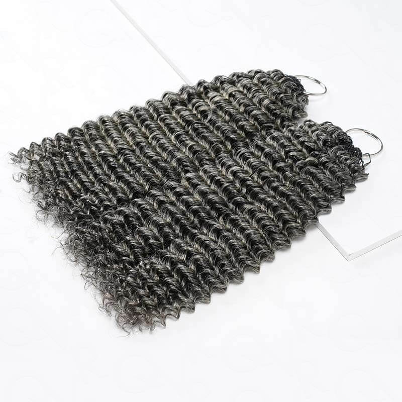 P3G5|Salt Pepper Small Kinky Curly Feather Crochet Human Hair