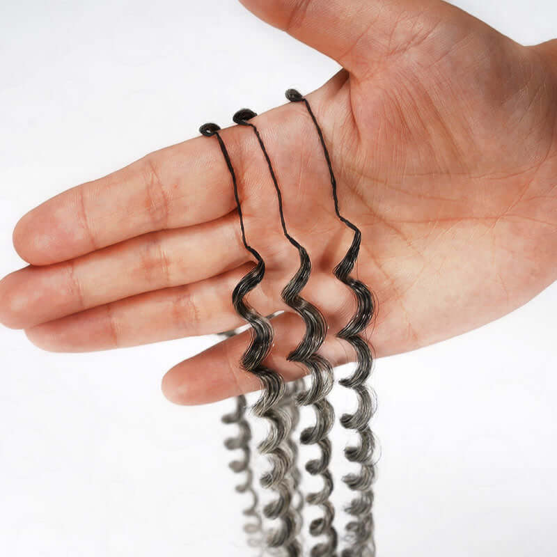 P3G5|Salt Pepper Small Kinky Curly Feather Crochet Human Hair