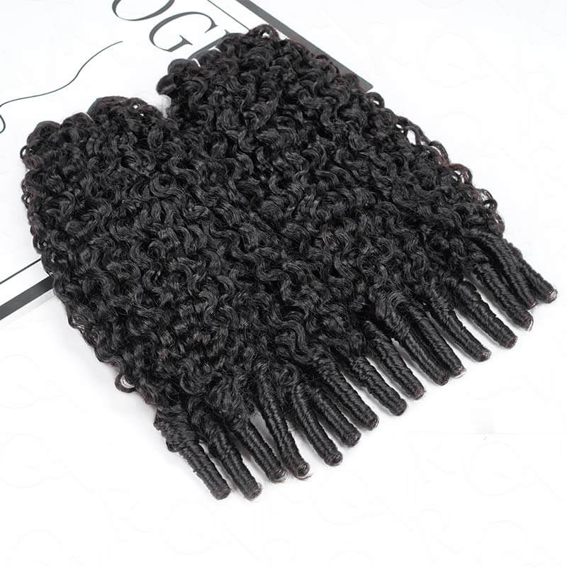 QVR Burmese Curly Hair Bundle With Spiral curls Double Drawn Virgin Human Hair Weave
