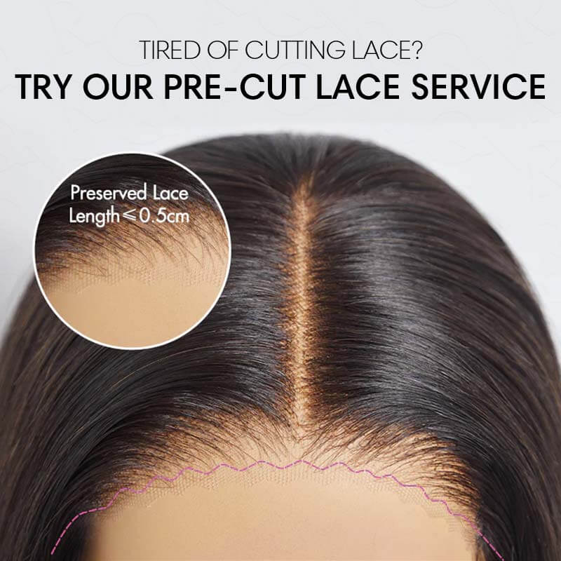 QVR Glueless Blonde Highlight Silky Straight 13x4 Pre-Cut Lace Frontal Wig Human Hair Wigs