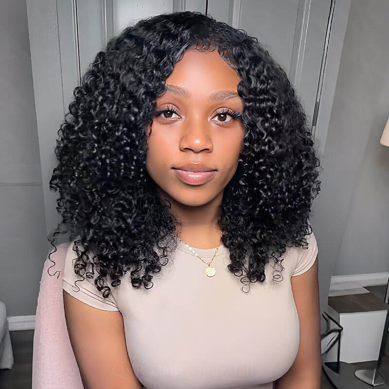 Flash Sale|QVR Glueless Half Wig 3 In 1 Twist Curly Human Hair