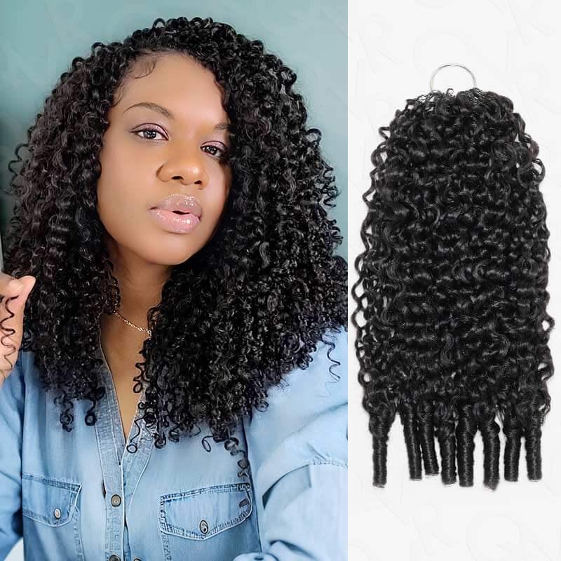 QVR Soft Feather Crochet Hair 3 Packs Small Kinky Curly Machine Made Human Hair Extension