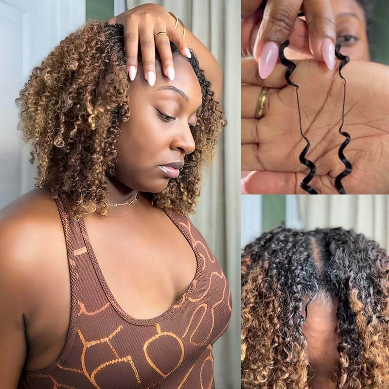 MATCH SALE|QVR #T1B/30/27 Small Kinky Curly Crochet Hair