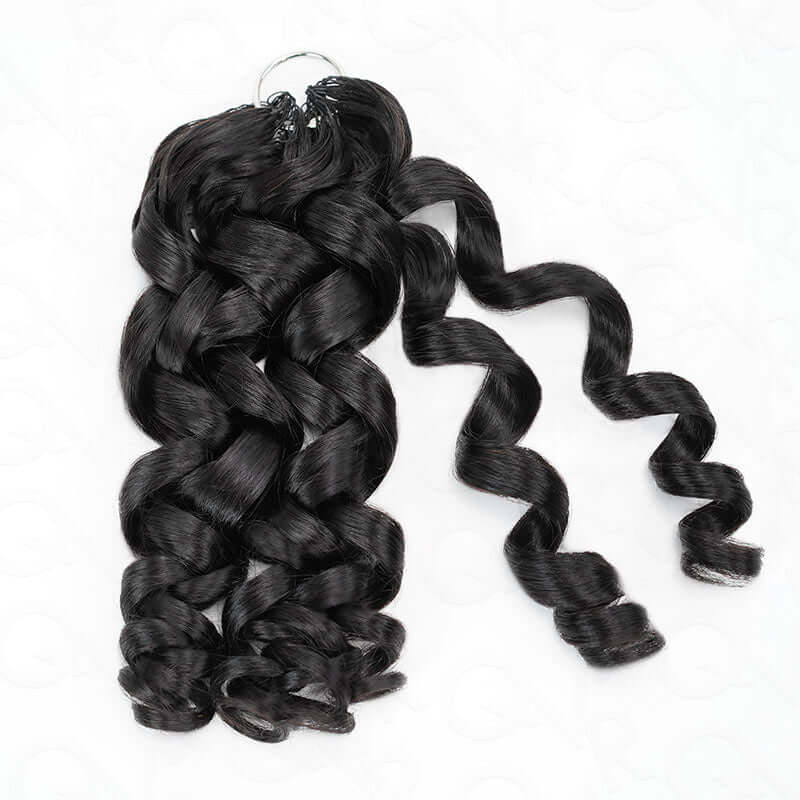 QVR French Curl Human Crochet Hair Machine Made Natural Black Feather Crochet Human Hair Extension