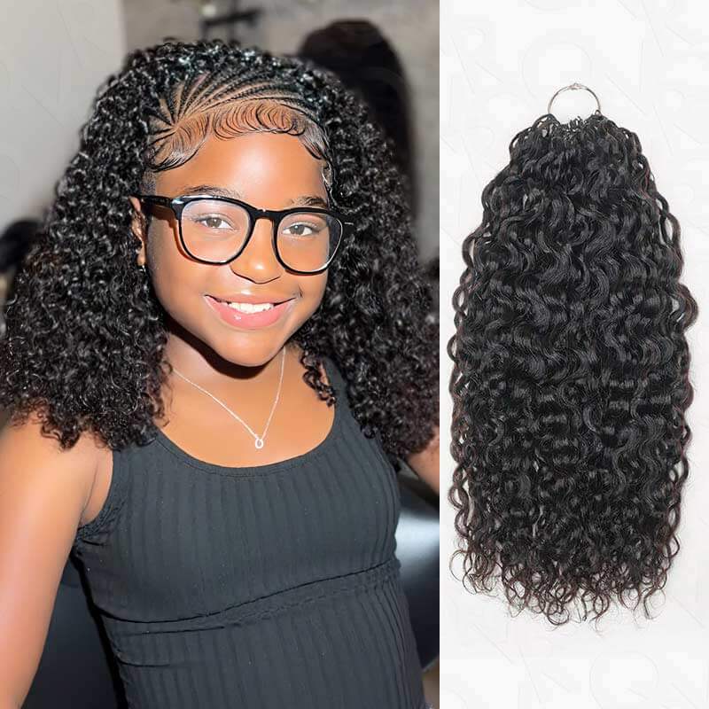 QVR Water Wave Crochet Hair Natural Black Machine Made Feather Human Hair Extension