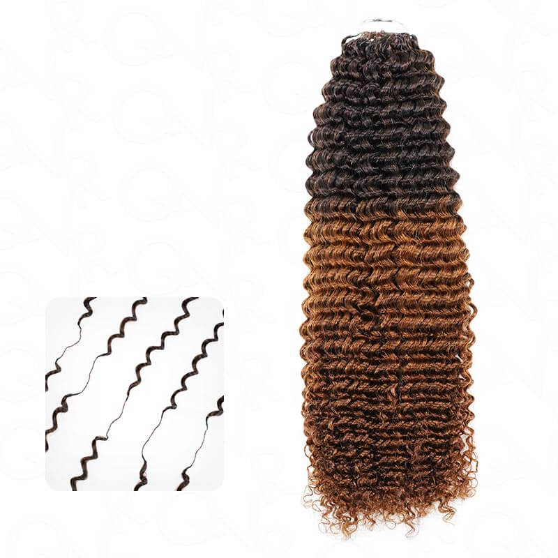QVR 1 Pack Small Kinky Curly Feather Crochet Human Hair Extension