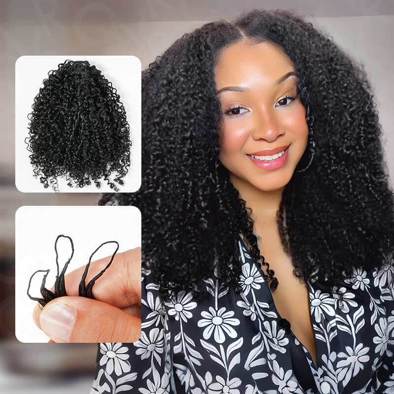 US Only|QVR #1B Burmese Curly Feather Crochet Human Hair
