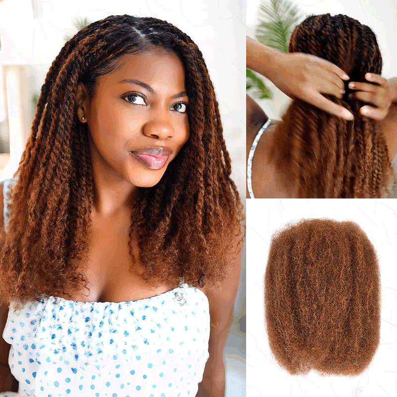 Wholesale|Buy 15 Packs Mix Brown #4/30 Afro kinky Bulk Human Hair Send 10 Free Packs
