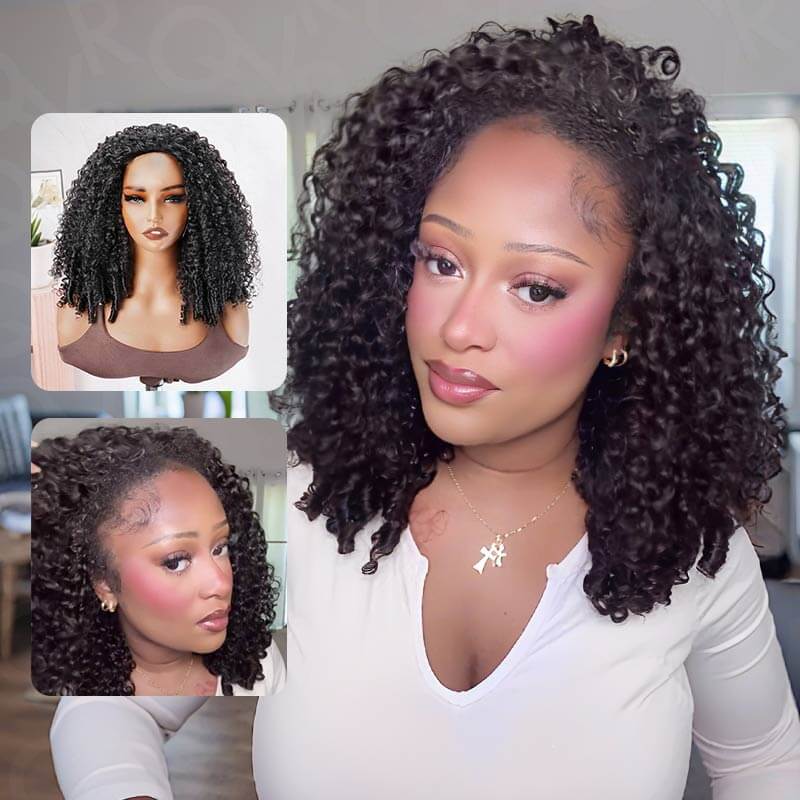 Flash Sale|QVR Glueless Half Wig 3 In 1 Twist Curly Human Hair