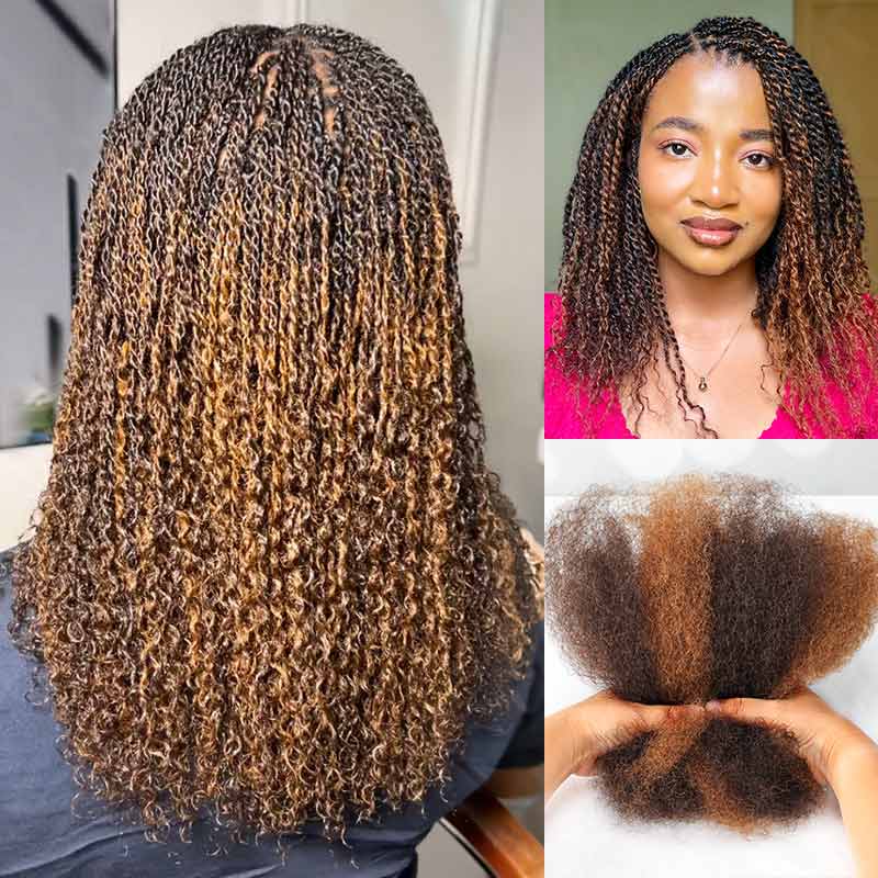 BOGO|Two Colors #P4/30 Afro kinky Bulk Human Hair