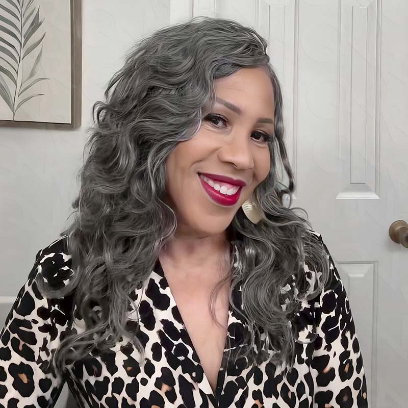 P3G5|Salt Pepper Small Kinky Curly Feather Crochet Human Hair