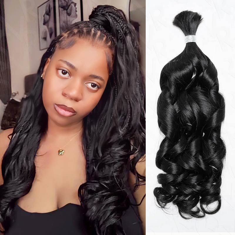 B3G1|QVR Natural Black Bulk Human HairExtensions for Boho Knotless Braiding