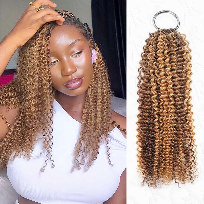 QVR Highlight #P4/27 Feather Crochet Human Hair Burmese Kinky Curly Miracle Knots Hairstyle
