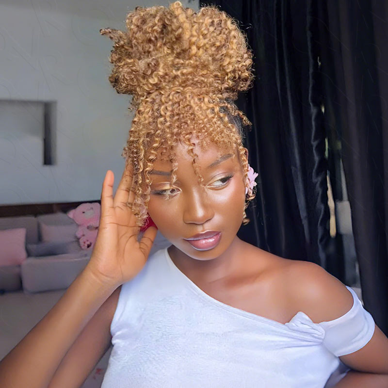 BOGO|#P4/27 Small Kinky Curly Feather Crochet Human Hair Extentions