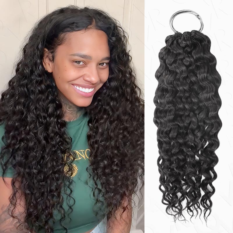 QVR 1 Pack Multi-Textures Natural Black Feather Crochet Human Hair Extension