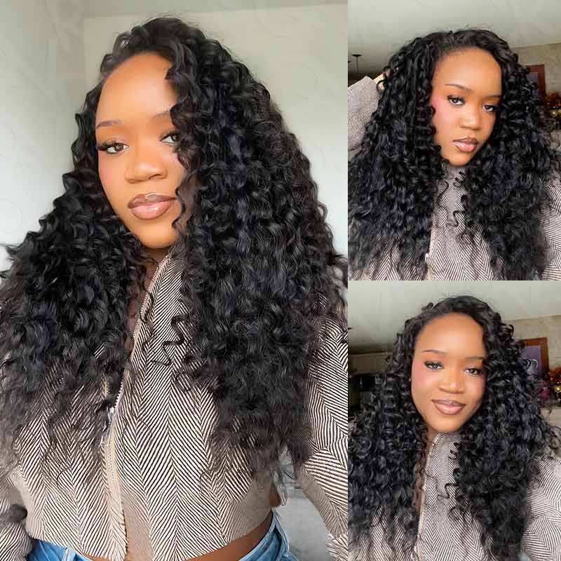 QVR 1 Pack Deep Wave Feather Crochet Human Hair Extension