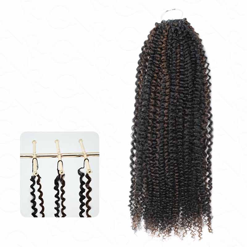 QVR Invisible Afro Kinky Curly Feather Crochet Hair Highlight #P6/24 Machine Made Human Hair Extensions