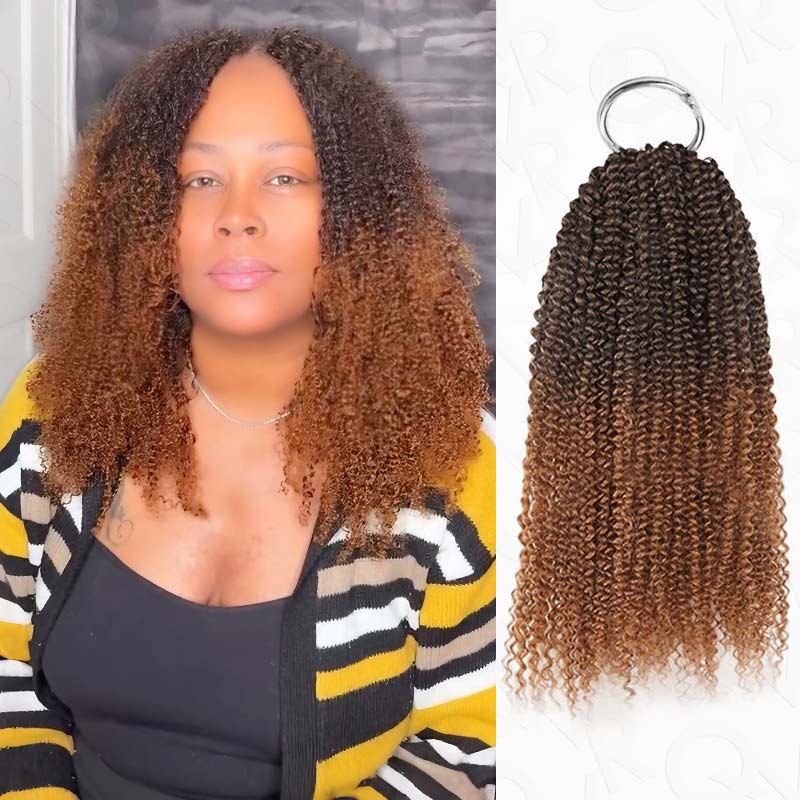 QVR Premium Chinese Hair Small Kinky Curly Virgin Human Crochet Hair Ombre #T2/30 Machine Made Feather Crochet Hairstyles