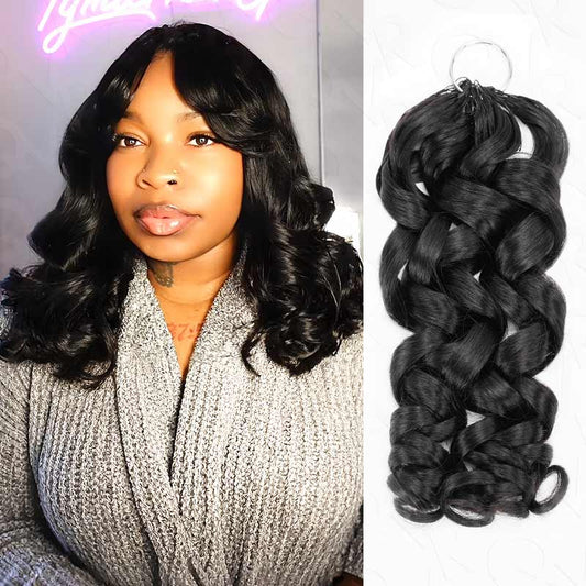 QVR French Curl Human Crochet Hair Machine Made Natural Black Feather Crochet Human Hair Extension