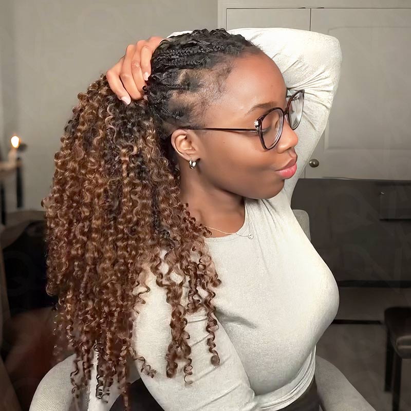 US Only|QVR #T1B/30 Burmese Curly Feather Crochet Human Hair