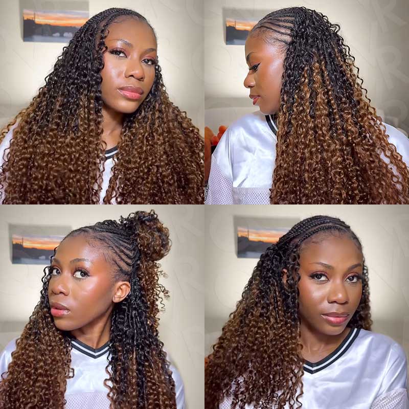 US Only|QVR #T1B/30 Burmese Curly Feather Crochet Human Hair