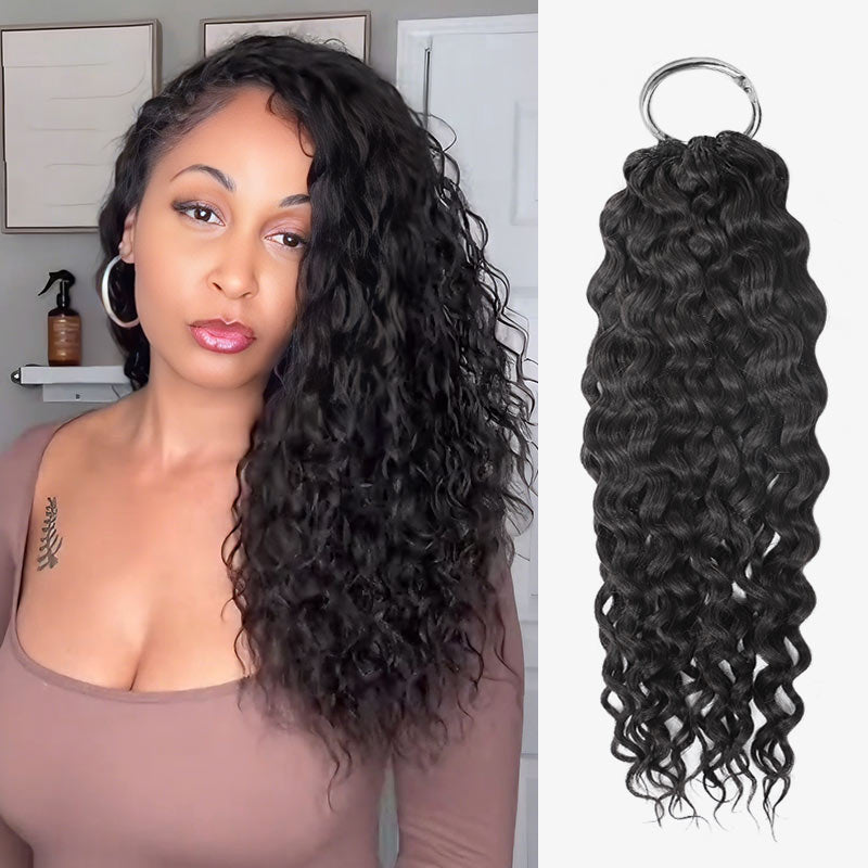 QVR Kinky Straight Feather Crochet Human Hair with Sprial Ends Machine Made Crochet Weave Hair Extensions