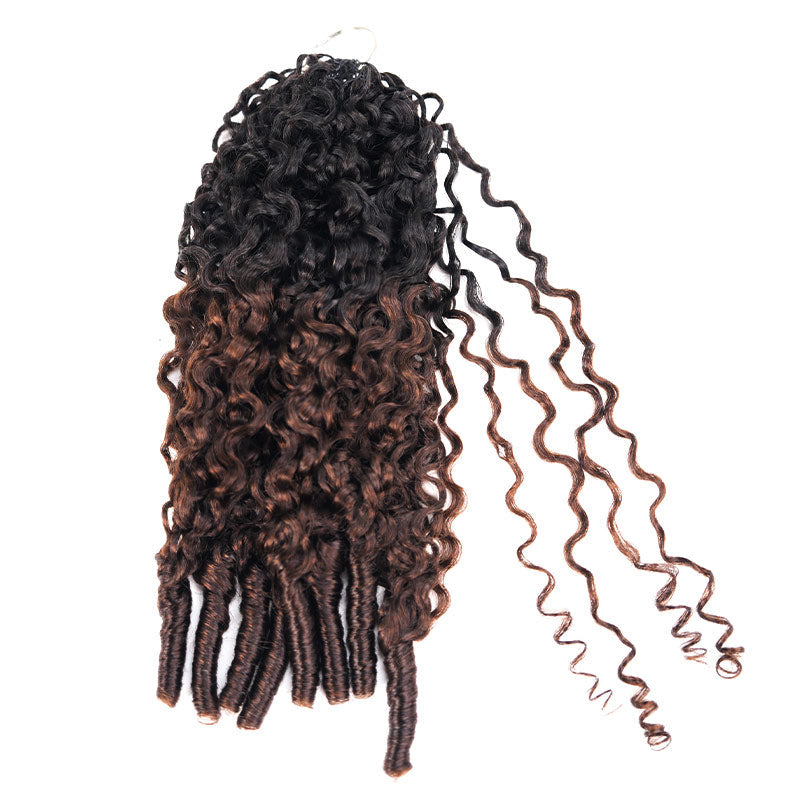 QVR Ombre Brown #T1B/4 Human Crochet Hair Water Wave Machine Made Feather Crochet Hairstyle