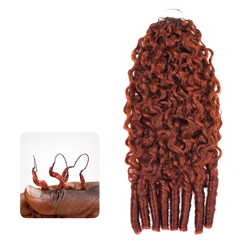 QVR Auburn Brown #30 Feather Crochet Human Hair Burmese Curly Crochet Weave Hair Extensions