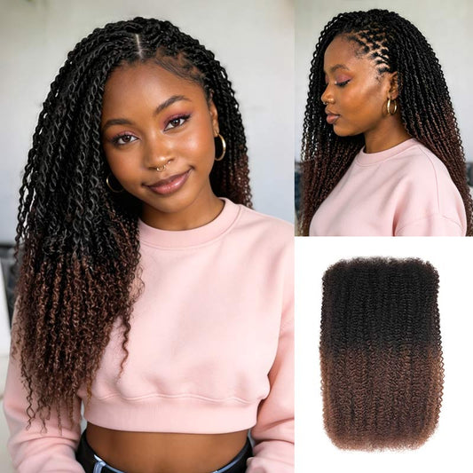 P3G5|Ombre Brown #T1B/4 Afro kinky Bulk Human Hair