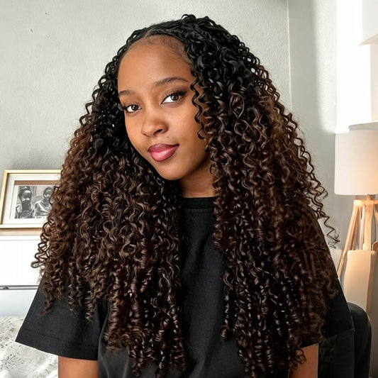 MATCH SALE|QVR #T1B/4 Burmese Curly Crochet Hair