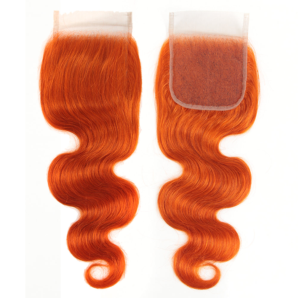 QVR Body Wave Hair Bundles With Closure Remy Human Hair 3 Bundles with Frontal Orange Ginger Color