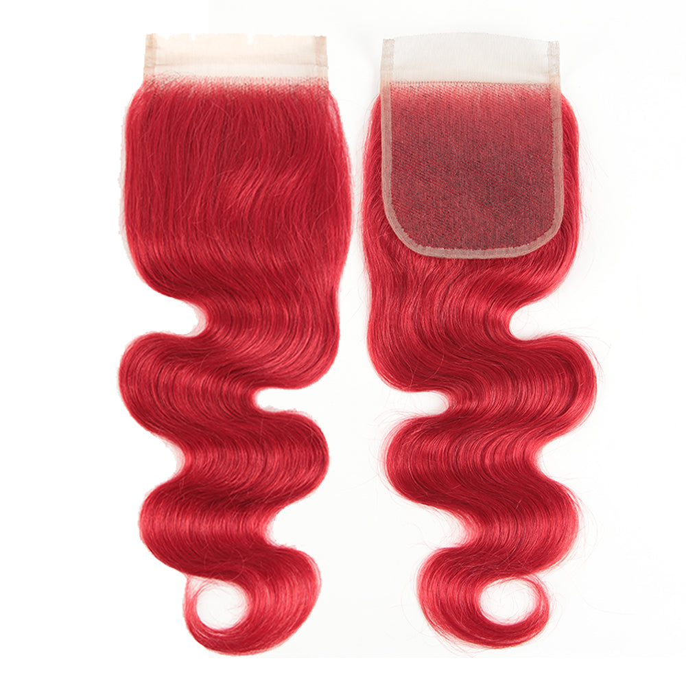 Skunk Stripe Human Hair 3 Bundles with Closure Red Closure And Black Hair Bundles Style Virgin Human Hair Weave