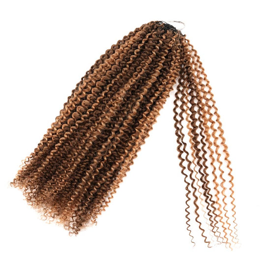 QVR Invisible Afro Kinky Curly Feather Crochet Hair Highlight #P4/27 Machine Made Human Hair Extensions