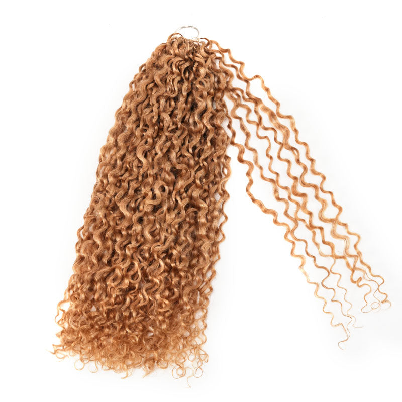 QVR Honey Blonde #27 Crochet Hair Water Wave Machine Made Feather Human Hair Extension