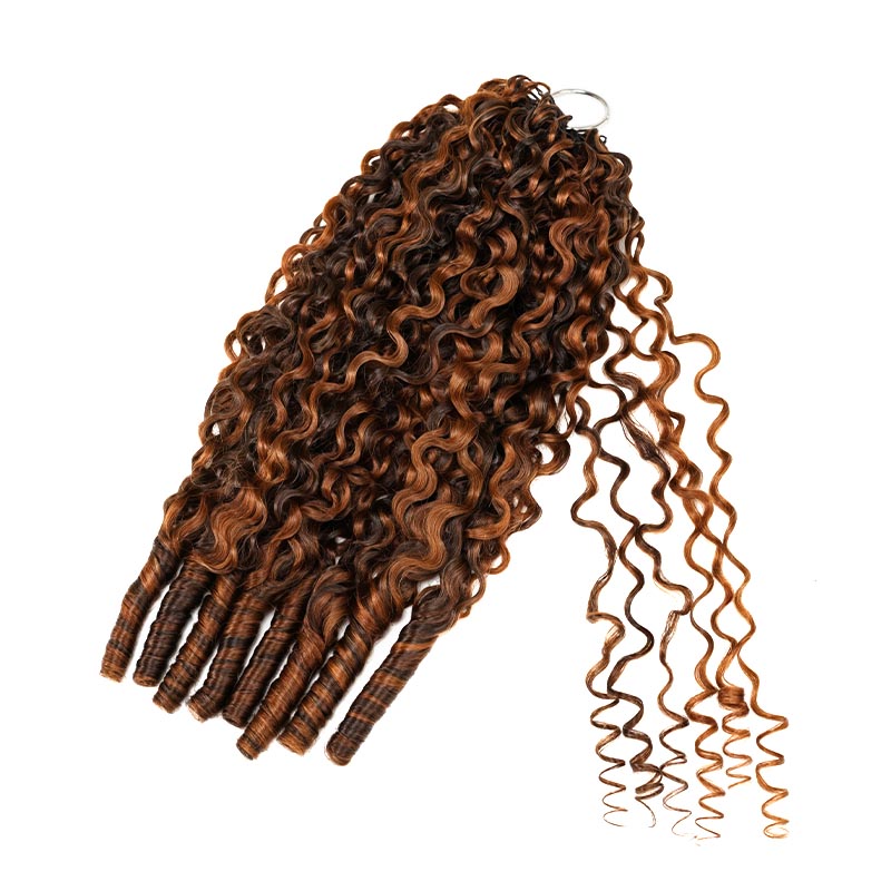 QVR Burmese Curly Feather Crochet Human Hair Highlight #P4/30 Miracle Knots Crochet Weave Hair Extensions