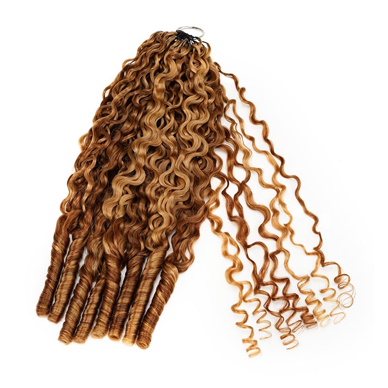 QVR Burmese Curly Feather Crochet Human Hair Highlight #P4/30 Miracle Knots Crochet Weave Hair Extensions
