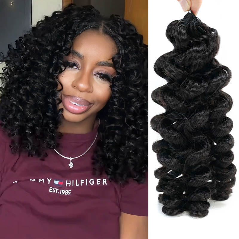 P3G5|QVR All Textures Natural Black Feather Crochet Human Hair 5 Packs 20-24 inches