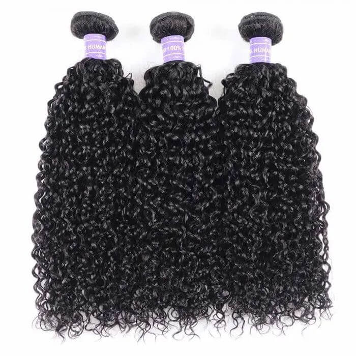 QVR Jerry Curly Human Hair Weaves 3 Bundles