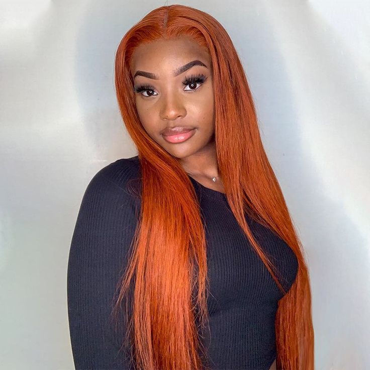 QVR Promotion Ginger Orange Straight T Lace Part Wigs With Pre Plucked Hairline