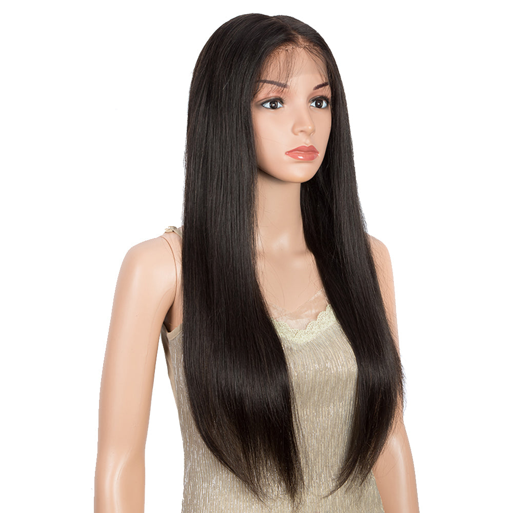 QVR Virgin Human Hair 13x6 Lace Frontal Straight Wigs Bleach Knots Wig