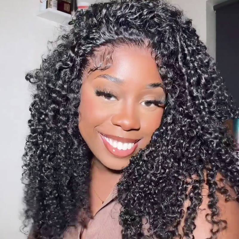 QVR Pre-plucked Undetectable 13x4/4x4/13x6 Transparent Lace Frontal Wig Kinky Curly Human Hair Wig