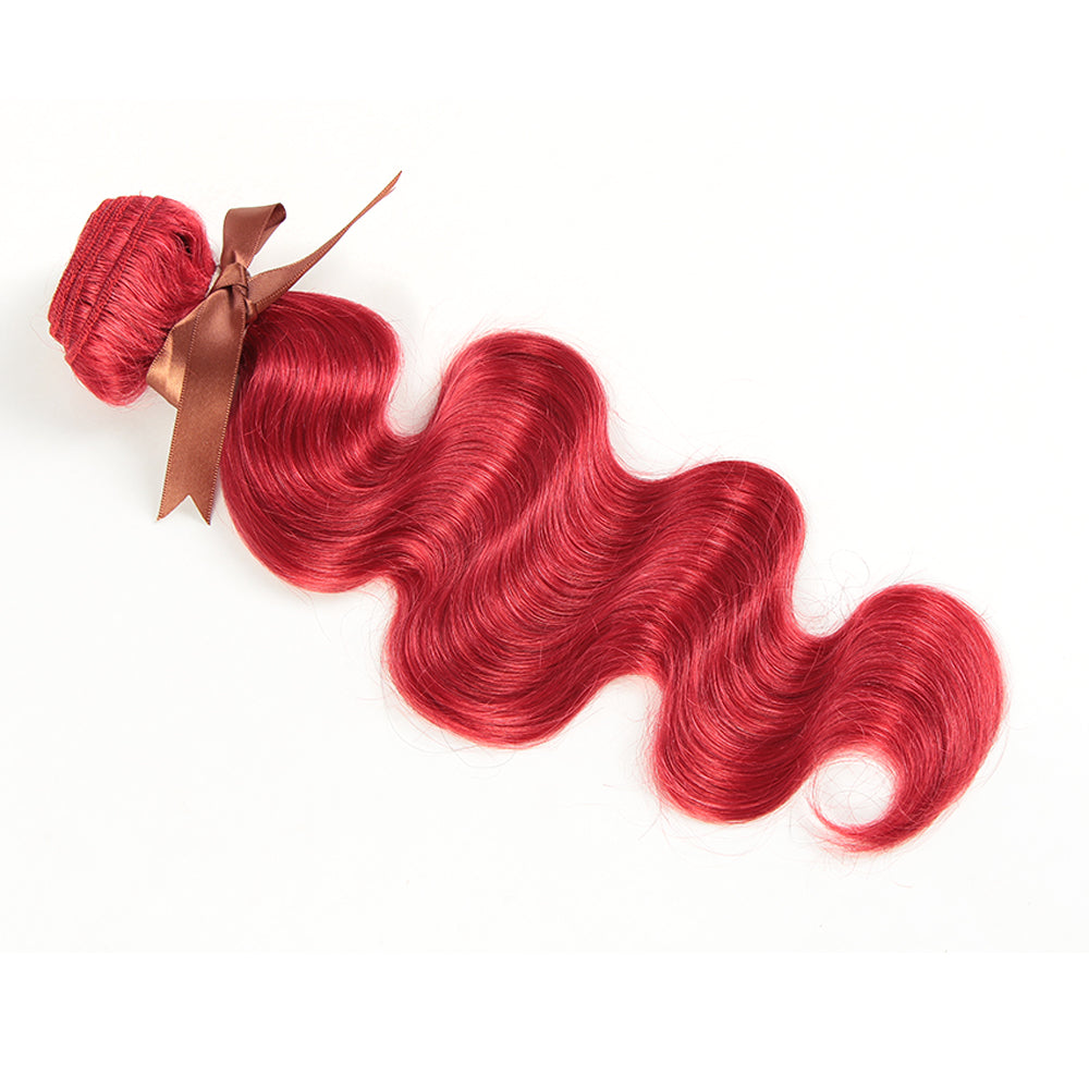 Queen Remy Human Hair 3 Bundles Body Wave Hair Red Color