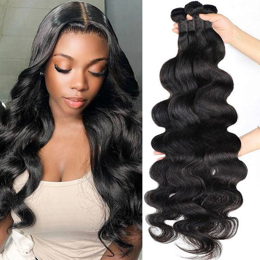 QVR Malaysian Virgin Human Hair Bundles Natural Color Body Wave 4 Bundles