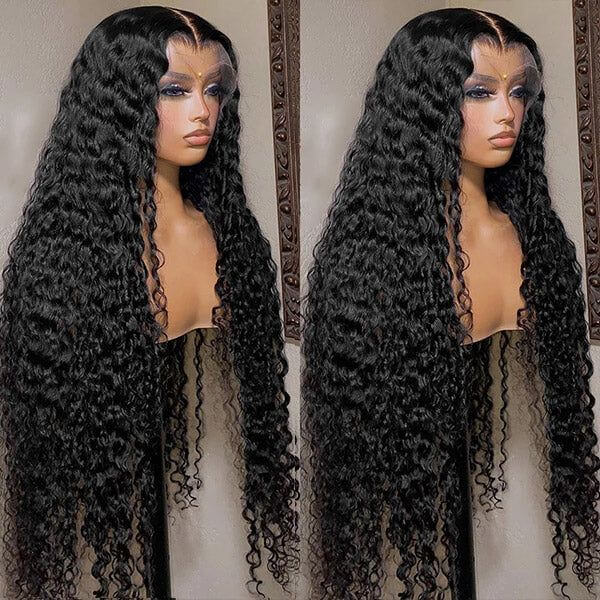 QVR Long Lace Front Wigs Deep Wave Pre Plucked Frontal Wigs