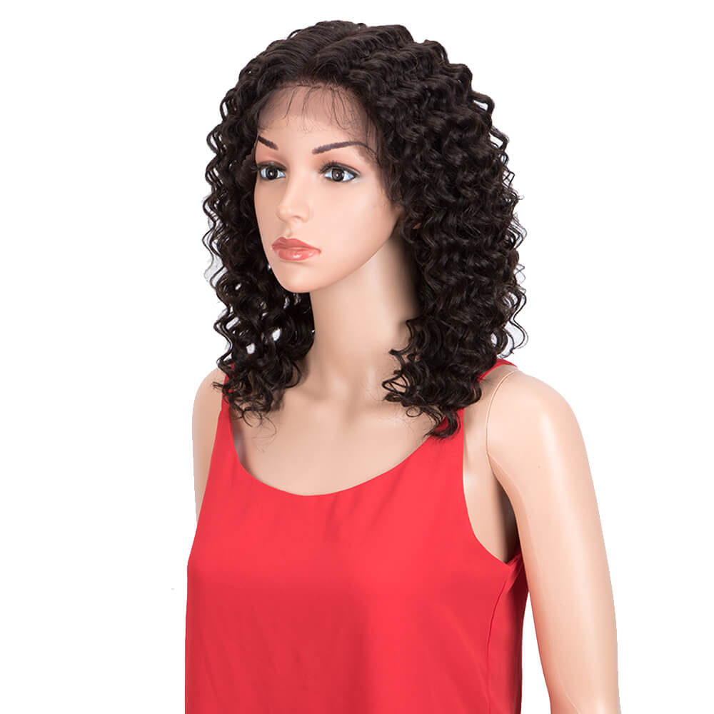 QVR Virgin Human Hair Part Lace Wig Deep Wave Wigs