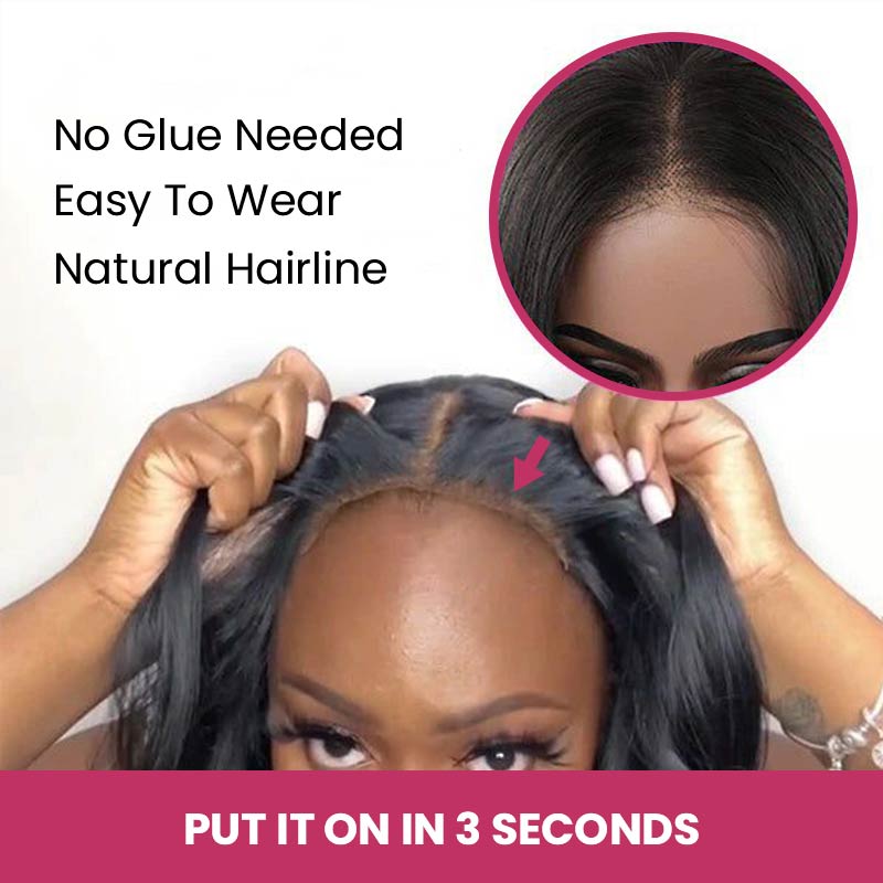 QVR Glueless Pre-cut 4x6 HD Lace Closure Human Hair Wigs Water Wave Piano Highlights Ombre Hair Wear and Go Wigs