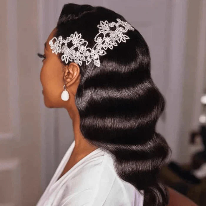 QVR Loose Wave Wedding Hairyle Transparent Wig 13x4 Lace Frontal Virgin Human Hair Wigs